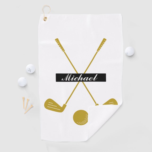 Serviette De Golf Élégant script cursif Nom personnalisé Logo (En situation)