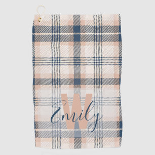 Serviette De Golf Élégant tatan bleu crème Monogramme