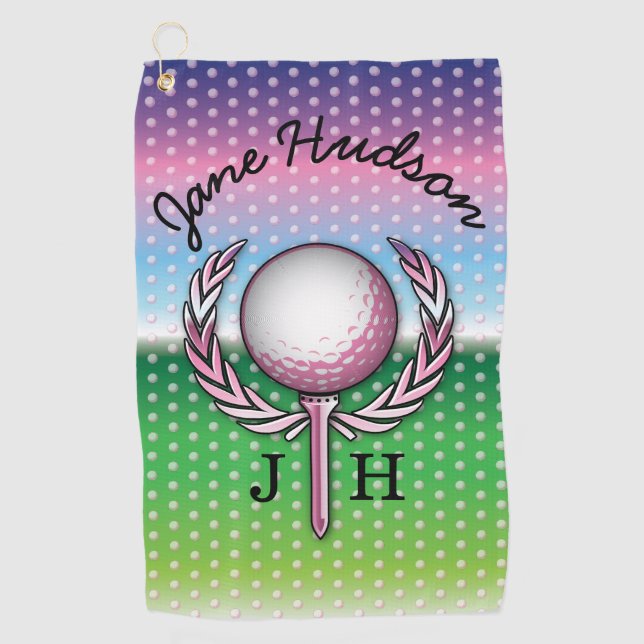 Serviette De Golf Elégante Dames Monogram Golf Design (Devant)