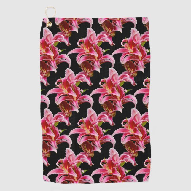 Serviette De Golf Élégante Lys orientaux roses (Devant)