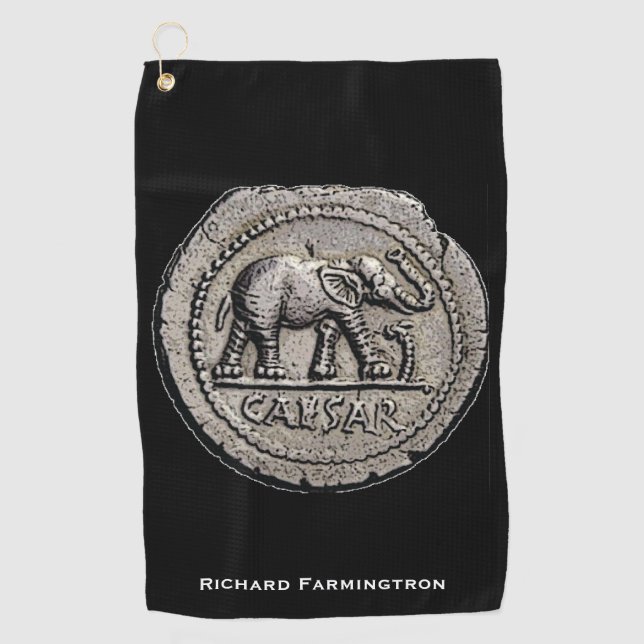 Serviette De Golf Eléphant César Romain Empereur Coin Tour (Devant)
