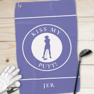 Serviette De Golf Embrasse Mon Putt Funny Golfer Silhouette Periwink