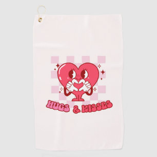 Serviette De Golf Embrous et baisers   Aimer le coeur rose mignon