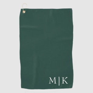 Serviette De Golf Emerald Green et White Monogramme moderne