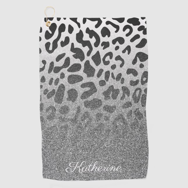 Serviette De Golf Empreinte de léopard parties scintillant (Devant)