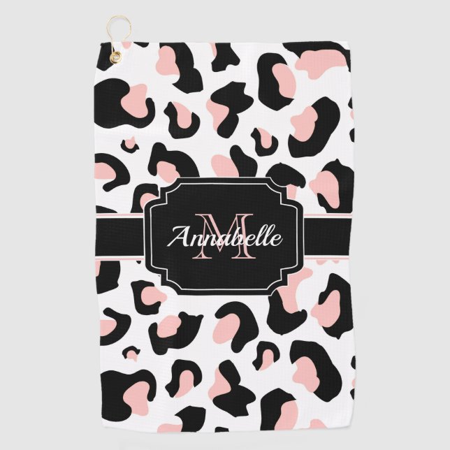 Serviette De Golf Empreinte de léopard rose (Devant)