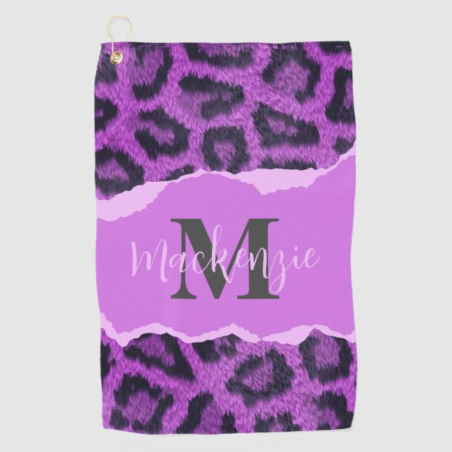 Serviette De Golf Empreinte de léopard violet (Devant)