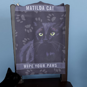 Serviette De Golf Empreinte de patte de chat noir personnalisé servi