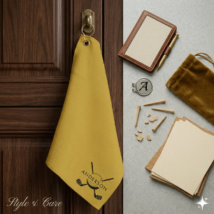 Serviette de golf en or métallisé avec nom et logo