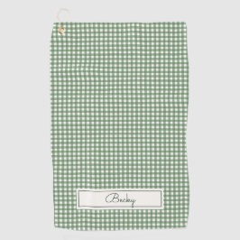 Serviette De Golf en vichy Motif en vert avec nom