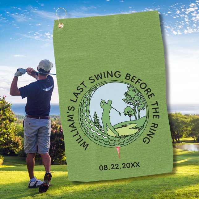 Serviette De Golf Enterrement de vie de garçon Golfeur Nom Dernier S (Créateur téléchargé)