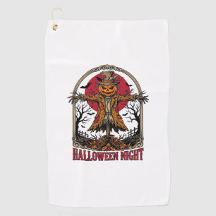 Serviette De Golf Épouvantail Citrouille Halloween Gravure Ancienne