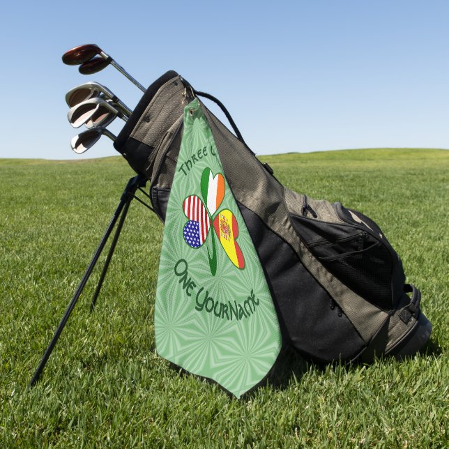Serviette De Golf Espagne Irlande États-Unis drapeaux Shamrock perso (Vert)