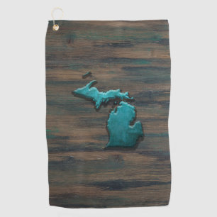 Serviette De Golf État du Michigan Turquoise