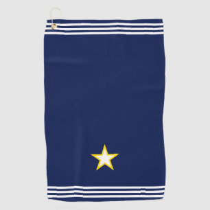 Serviette De Golf Étoile personnalisée et trois bandes sur fond bleu