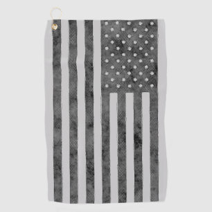 Serviette De Golf Étoiles et rayures US Drapeau Sketchy Design en n