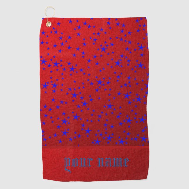 Serviette De Golf étoiles modèle rouge et bleu (Devant)