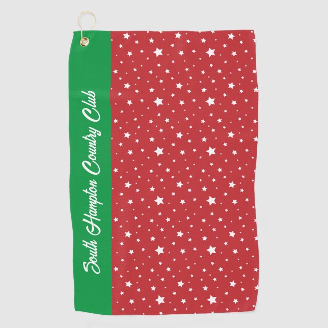 Serviette De Golf Étoiles sur Noël Rouge Golf Towel Custom Club Nom (Devant)