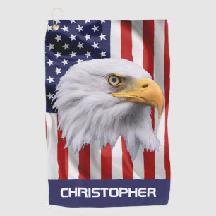 Serviette De Golf Etonnant Aigle, Le Drapeau Américain Patriotique