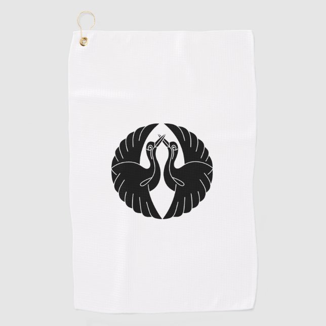 Serviette De Golf Face aux grues blanches (Devant)