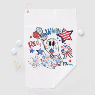 Serviette De Golf Fantôme rouge blanc Boo patriotique Halloween du 4