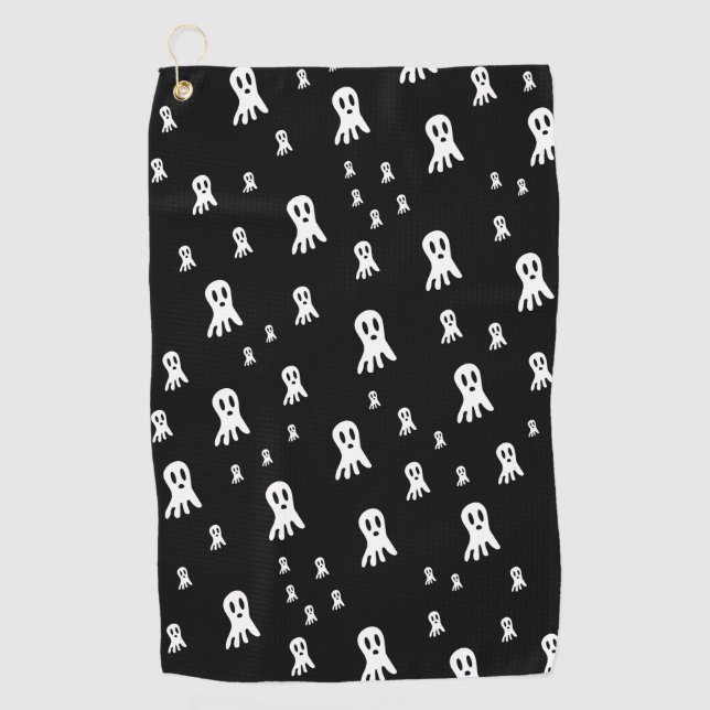 Serviette De Golf Fantômes d'Halloween foncé (Devant)