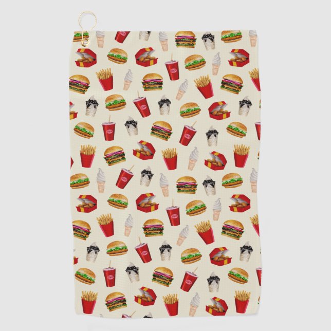 Serviette De Golf Fast Food Burgers, Fries, Sundaes (Devant)