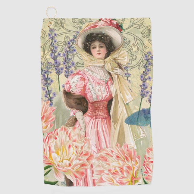 Serviette De Golf Femme victorienne florale rose Régence (Devant)