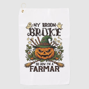Serviette De Golf Ferme Broom Broke Citrouille Halloween Sorcière Ch