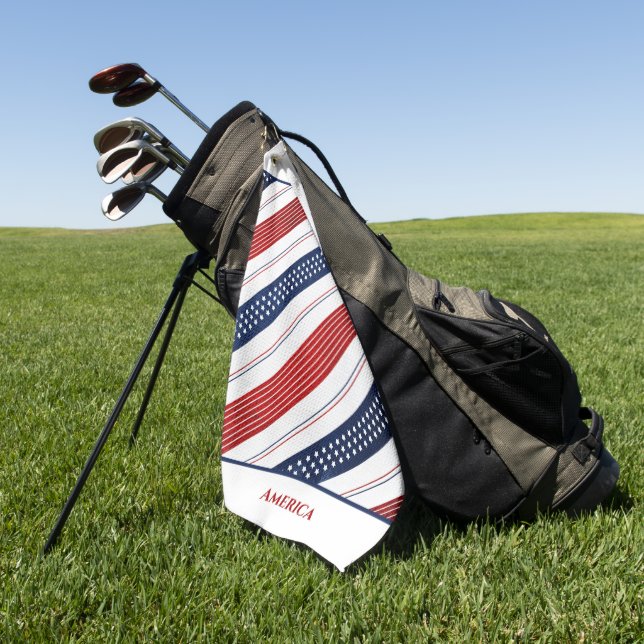 Serviette De Golf Fête de l'Indépendance Étoiles et rayures | Amériq (Vert)