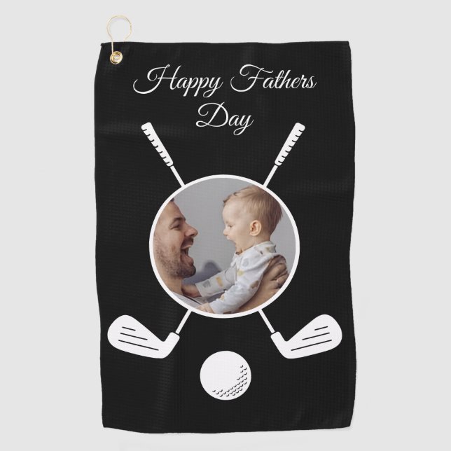 Serviette De Golf Fête des pères photo personnalisée (Devant)