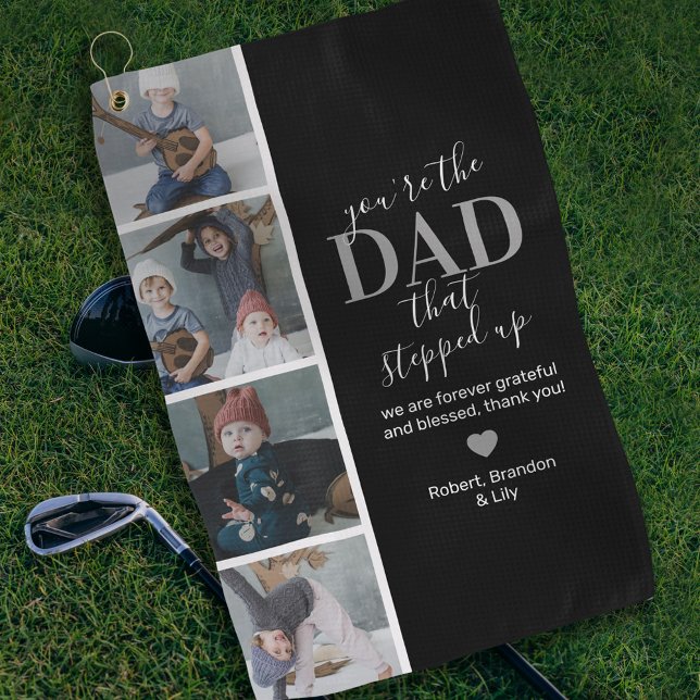 Serviette De Golf Fête des pères Step papa Photo Golf Towel (Créateur téléchargé)
