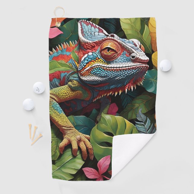 Serviette De Golf Feuilles Lizard et couleur (En situation)