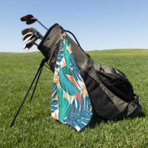 Serviette De Golf Feuilles tropicaux colorés, design motif exotique,