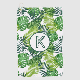 Serviette De Golf Feuilles tropicaux verts Monogramme K