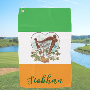 Serviette De Golf Fier d'être irlandais Vintage harpe et Shamrock pe