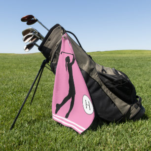Serviette De Golf Fille rose noir silhouette fille golfer dames gol