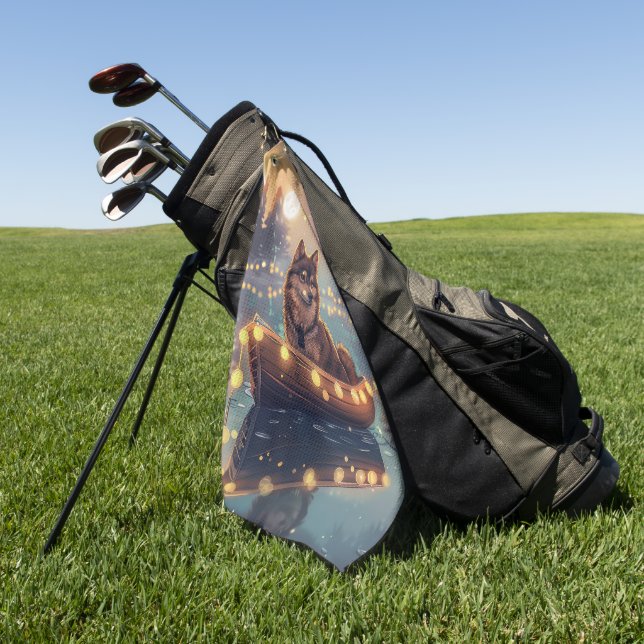 Serviette De Golf Finlandais Lapphund Noël Festive Voyage (Vert)