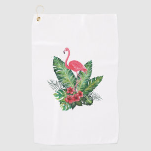 Serviette De Golf Flamant rose tropical feuille