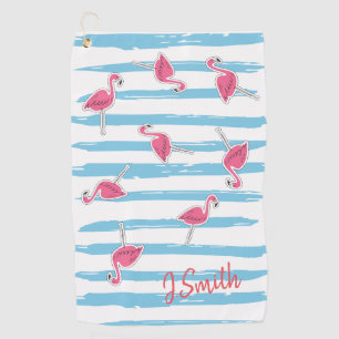 Serviette De Golf Flamants roses tropicaux d'été personnalisés de