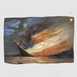 Serviette De Golf Flambeaux de la guerre civile rebelle sur le feu d