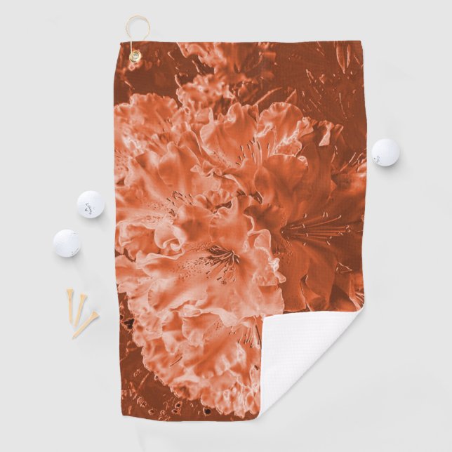 Serviette De Golf Fleur agrandie avec léger relief, saumon brun (En situation)