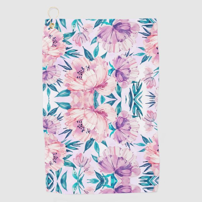 Serviette De Golf Fleur d'aquarelle (Devant)