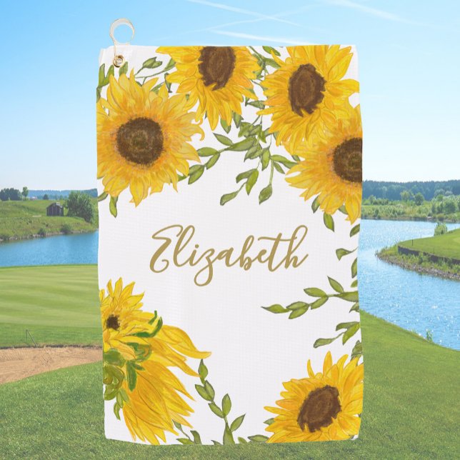 Serviette De Golf Fleur de soleil jaune Floral personnalisé femmes (Créateur téléchargé)