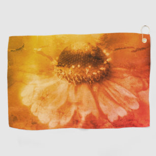 Serviette De Golf Fleur de Zinnia Daisy Douce dans un Sépia Vintage