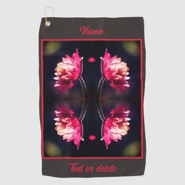 Serviette De Golf Fleur Rouge Dans Sunlight Abstrait Personnalisé (Devant)