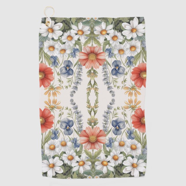 Serviette de golf Fleur sauvage colorée (Devant)