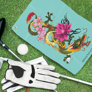 Serviette De Golf Fleurs chinoises de cerisiers de Lotus