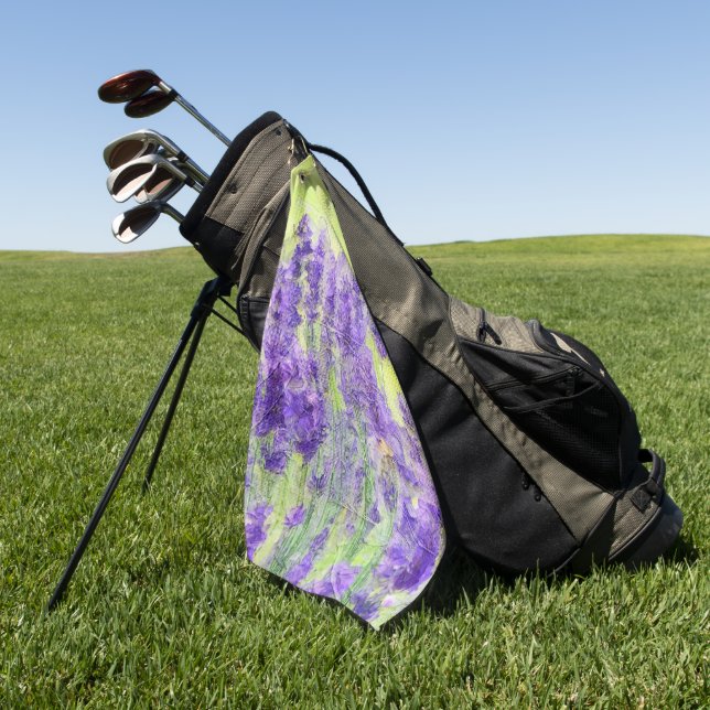 Serviette De Golf Fleurs de lavande Impressionniste Aquarelle (Vert)