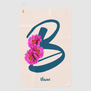 Serviette De Golf Fleurs de Zinnia Monogramme Initiale B Personnalis